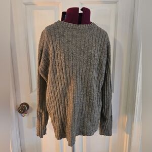 Banana Republic Gray Green Knit Silk Cotton Crew Neck Lamb Wool Blend Sweater XL
